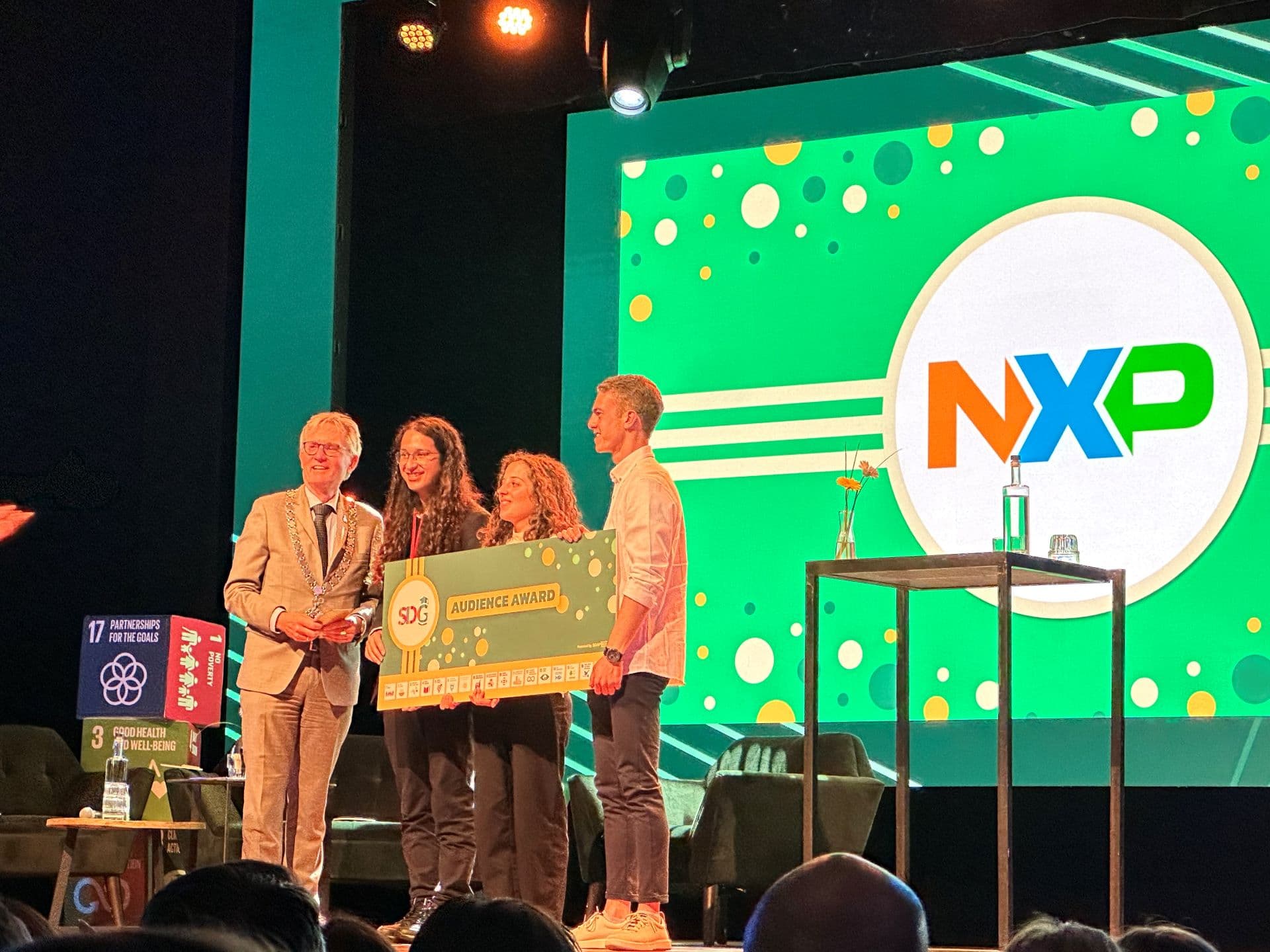 Avansstudent Jamy de Lange wint de publieksprijs bij de SDG-Challenge.