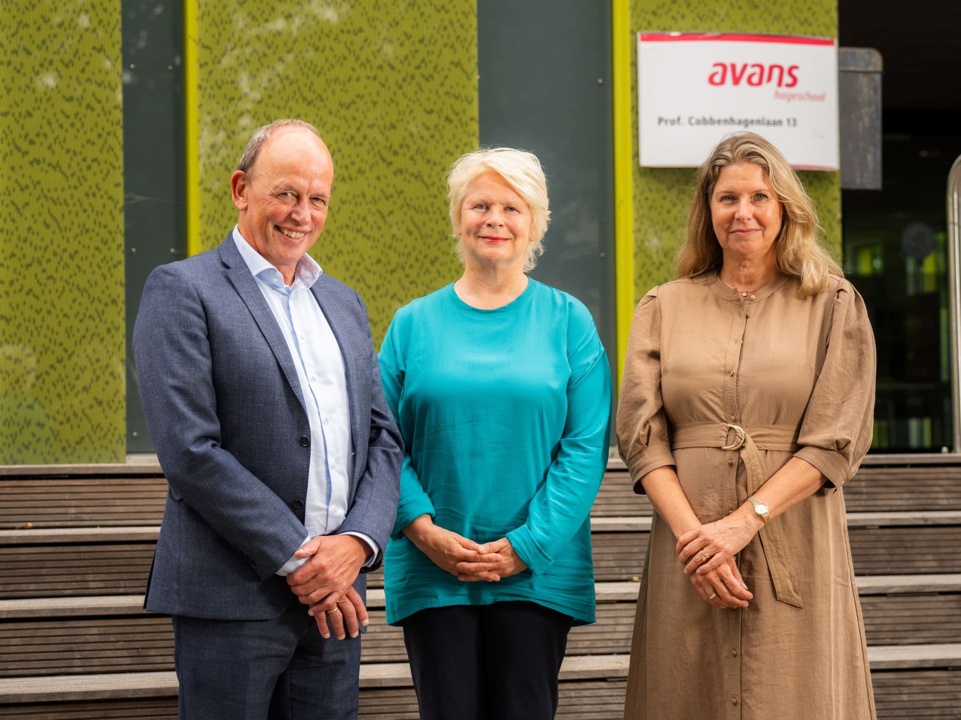 Frits Gronsveld, Marjan Hammersma en Charissa Freese van het College van Bestuur