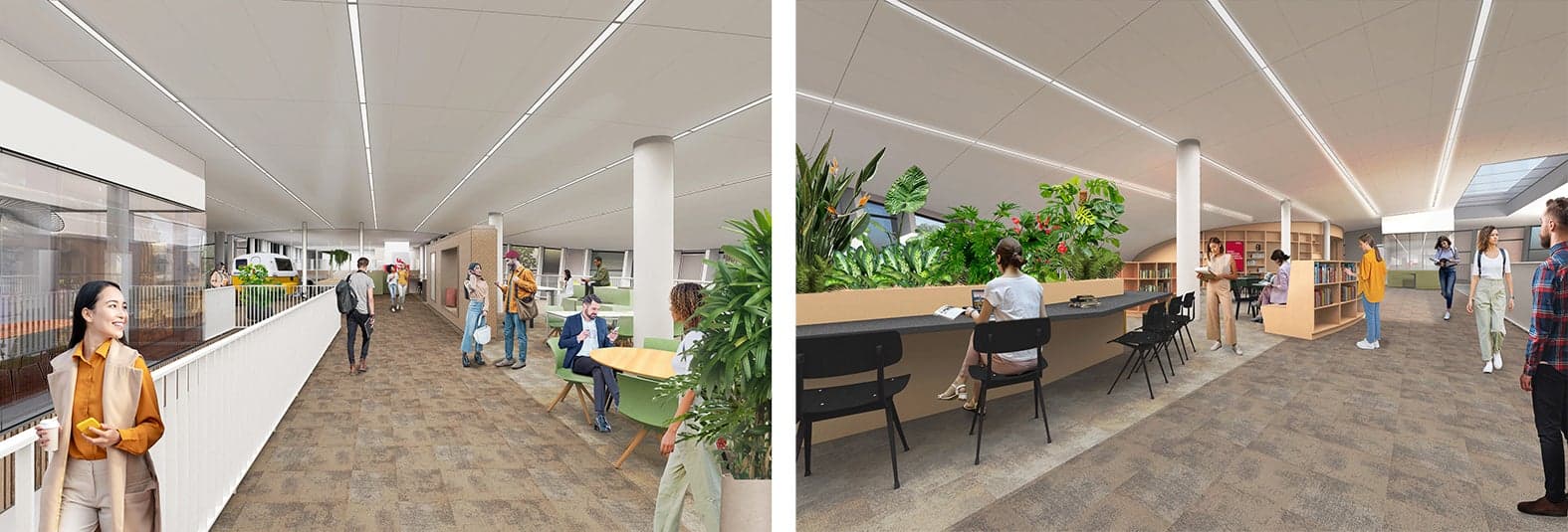 Sfeerimpressie van binnenkant Open X, Avans Hogeschool.
