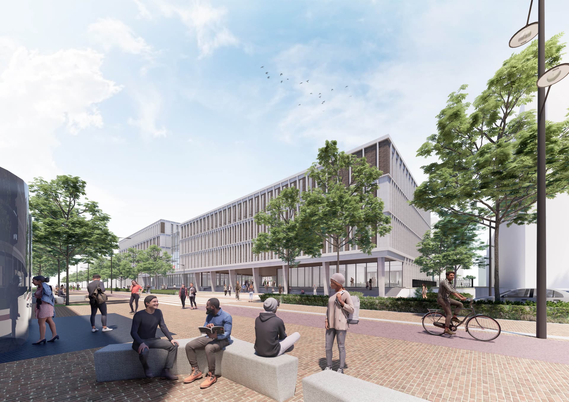 Impressie voorkant nieuwbouw Onderwijsboulevard Avans Hogeschool.
