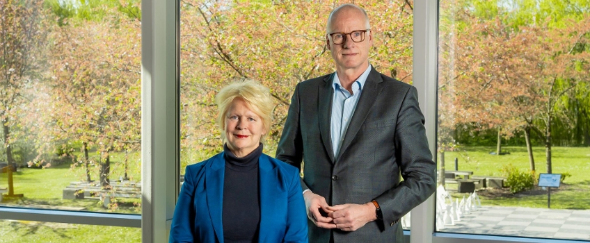 Avans-bestuursvoorzitter Marjan Hammersma en Fontys-bestuursvoorzitter Joep Houterman